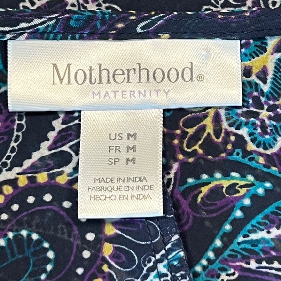 Motherhood Maternity semi-sheer navy paisley blouse w/integrated camisole size M - Picture 10 of 12